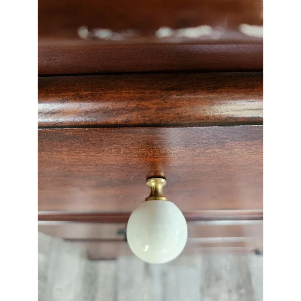 Lot of 6 Amerock 219WHT Allison Vtg Round Knob Dresser Desk Pull Ceramic Handle